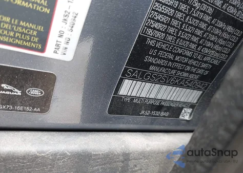 2019 Land Rover Range Rover 3.0L V6 Supercharged Hse z USA, uszkodzony, nr VIN SALGS2SV6KA540942